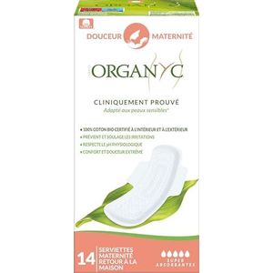 ORGANYC - Postpartale Inlegzolen - Gemaakt van Gecertificeerd Biologisch Katoen - Grote - Comfortabele Inlegzolen voor Dagen met Gemiddelde Doorstroming
