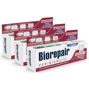 Biorepair, Tandpasta Peribiom, Pro Gengive+, 3 x 75 ml, voor een normale orale microbiota, voorkomt bloedend tandvlees en beschermt tegen tandvleesplaat