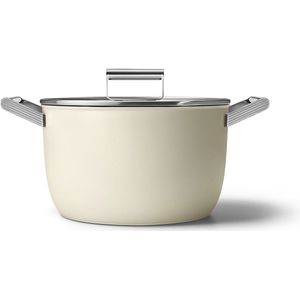 SMEG Kookpan - Creme Mat - Ø 26 cm - 7.7 Liter - Geschikt voor Alle Kookplaten