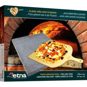 ETNA Pizza set - Grote pizzasteen & pizzaschep - 30 cm x 38 cm - Echt Italiaanse pizzasteen - Broodbaksteen - BBQ pizzasteen - Gemaakt van Lavasteen uit de Etna - non-stick - Eppicotispai