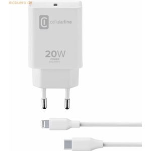 Cellularline USB-C oplader voor Apple C2L 20 W, wit - past op iPad, iPhone