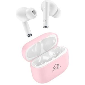 AQL Road In-ear hoofdtelefoon Bluetooth 5.0 draadloos met 4-voudige oplaadhoes - batterijduur 3 uur, opladen 1,5 uur - Soft Touch - roze