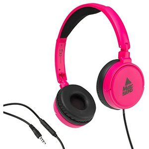 Music Sound | Headband-kabel basic, inklapbare in-ear hoofdtelefoon met kabel en microfoon, 3,5 mm aansluiting, kleur roze