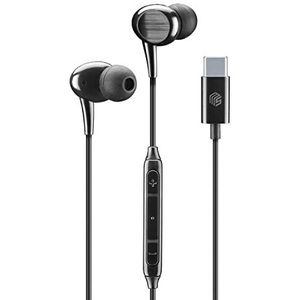 Music Sound In-ear-koptelefoon | hoofdtelefoon met kabel en microfoon – USB-C compatibel – kleur zwart