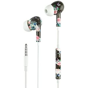 Music Sound Fantasie-hoofdtelefoon in het oor, hoofdtelefoon met kabel en microfoon, 3,5 mm jack voor fantasie, bloemen