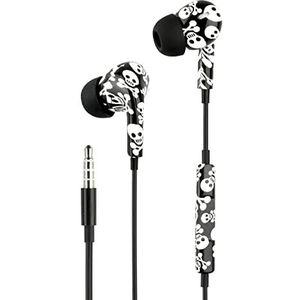 Music Sound | Fantasy in-ear hoofdtelefoon | hoofdtelefoon met kabel en microfoon - 3,5 mm jack - patroon ""doodskop