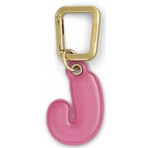 UNTAGS Bedel letter J - materiaal met ledereffect - Inclusief goudkleurige metalen gesp - roze