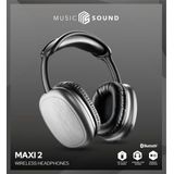 Music Sound Bluetooth hoofdtelefoon MAXI2 | on-ear Bluetooth 5.0 - Play Time 22h - Oplaadtijd 1,5h - geïntegreerde microfoon - bedieningselementen op het paviljoen en verstelbare hoofdband, zwart