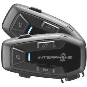 INTERPHONE UCOM7R - Dubbel - Afneembare Bluetooth 5.2 Motorfiets Intercom en Geïntegreerde Batterij 15 uur Autonomie, 4 Moto 1 Km, TFT en GPS Compatibel, Waterdicht, 32mm Luidspreker, voor alle Helmen