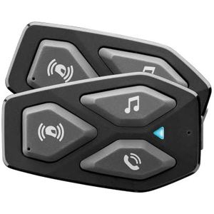INTERPHONE COM3 - Dubbel - Bluetooth 5.1 motorintercom voor motorhelmen, 32 mm koptelefoon, motorrijwielgebruik, afstand 500 meter, autonomie 10 uur, muziek, GPS, waterdicht IP67, universeel
