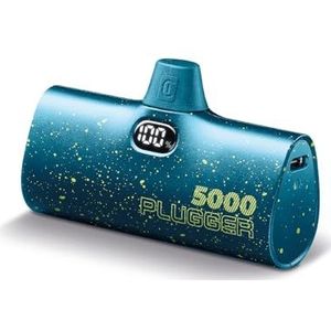 Cellularline Plugger, powerbank zonder kabel, stroomsterkte 5000 mAh, Power Delivery 20 W, lcd-display, ingang 1 x USB-C poort 18 W, 1 x USB-C aansluiting 18 W, uitgang 1 x USB-C 20 W, blauw