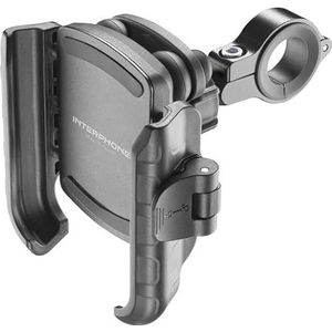 INTERPHONE SMCRAB24PRO Universele smartphonehouder met trillingsbescherming PRO voor motorfiets, aluminium, 360 graden draaibaar, voor rond stuur met diameter 16/30 mm