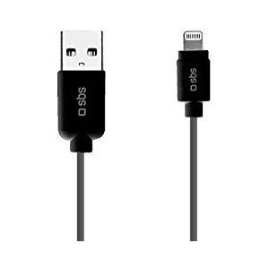 SBS 1m USB/Lightning GSM-kabel USB A zwart - GSM-kabel (75mm, 15mm, 200mm, 50g)