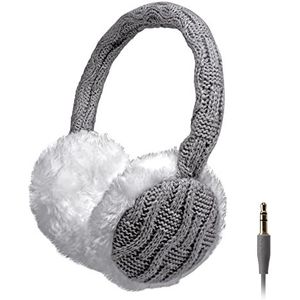 WOOL stereo headset met microfoon en antwoordknop, kleur grijs/wit, 3,5 mm jack