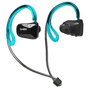 SBS Draadloze hoofdtelefoon, waterbestendig IPX4, met geïntegreerde dubbele microfoon, oproepen beantwoorden/beëindigen, volumeregeling, muziekbeheer, zwart/blauw
