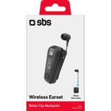 SBS Bluetooth hoofdtelefoon opwikkelbaar - Bluetooth hoofdtelefoon met 7 uur looptijd, multipoint-technologie en microfoon - draadloze hoofdtelefoon in zwart voor Apple iPhone mobiele telefoon