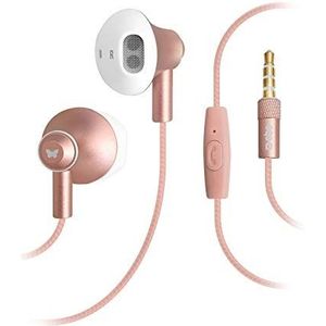 SBS in-ear hoofdtelefoon met kabel - hoofdtelefoon met microfoon en rubberen pad - hoofdtelefoon in roze voor smartphone, mobiele telefoon & pc - draadloze hoofdtelefoon