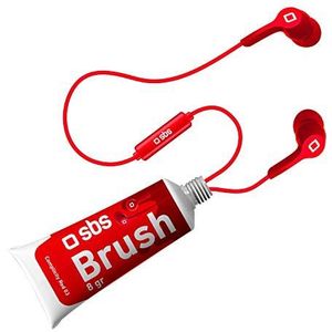 SBS Stereo Brush hoofdtelefoon van schilderbuis, 3,5 mm jackkabel, geïntegreerde microfoon, antwoordknop, kleur rood