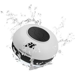 SBS Bluetooth luidspreker waterdicht & draadloos - draadloze luidspreker met zuignap, hands-free-functie & 3 Watt - draagbare muziekbox in wit voor iPhone, mobiele telefoon, smartphone, tablet