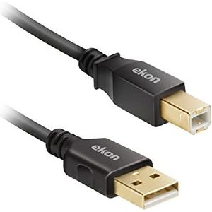 Ekon Câble USB-A USB-B, USB 2.0, mâle mâle, 3 mètres, connecteurs dorés, anti-plis, pour imprimante, scanner, fax, clavier, souris