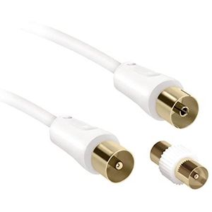 Ekon Tv-antennekabel, antennekabel, stekker, bus, 7,5 meter, 100 dB, vergulde stekker, adapter, stekker incl. stekker voor TV, Smart TV, Decoder, digitaal terrestrisch
