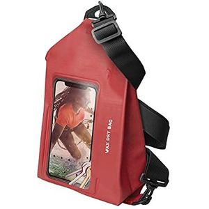 Waterdichte heuptas met afneembare schouderriem, inhoud 2 liter, zandbestendig, touchscreen-inzetstuk voor smartphone, rood, rood, Eén maat