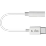 SBS Audio-adapter, 3,5 mm jack naar USB-C-stekker, metalen stekker, voor smartphone, hoofdtelefoon, hifi-stereo, luidspreker en hoofdtelefoon, 9 cm lange kabel voor muziek en oproepen