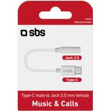 SBS - USB Type C naar 3,5 mm Jack Adapter - Wit - Adapter voor Mobiel Apparaat