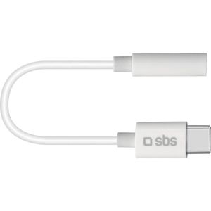 SBS Audio-adapter, 3,5 mm jack naar USB-C-stekker, metalen stekker, voor smartphone, hoofdtelefoon, hifi-stereo, luidspreker en hoofdtelefoon, 9 cm lange kabel voor muziek en oproepen