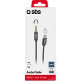 SBS - USB-C naar 3,5 mm Audiokabel - 1 m - Metallic Afwerking
