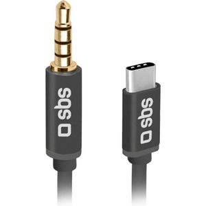 Audio-adapter voor smartphone, hoofdtelefoon, hifi-stereo, luidspreker en hoofdtelefoon, 3,5 mm jack naar USB-C-stekker, metalen connector, lange kabel, 1 m