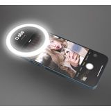 Universele led-ring voor smartphones, flitslamp met intensiteitscontrole, voor TikTok, YouTube, Instagram, Selfie, Video en Live Streaming, Inclusief USB-oplaadkabel, wit licht