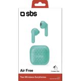 SBS TWS Air Free draadloze hoofdtelefoon met multifunctionele touch-bediening, laadstation, ideaal voor muziek en oproepen tot 3,5 uur opeenvolgende aansluitingen, inclusief oordopjes, watergroen
