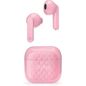 SBS TWS Air Free draadloze hoofdtelefoon met multifunctionele touch-bediening, laadstation, ideaal voor muziek en oproepen tot 3,5 uur achter elkaar, inclusief oordopjes, roze