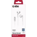 SBS - Studio Mix 65c - Koptelefoon - Wit - Semi-in-ear met Multifunctionele Knoppen