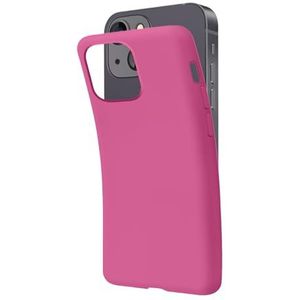 SBS Beschermhoes voor iPhone 13, fuchsia Pantone 806C, zacht, flexibel, krasbestendig, dun, comfortabel in de tas, compatibel met draadloos opladen