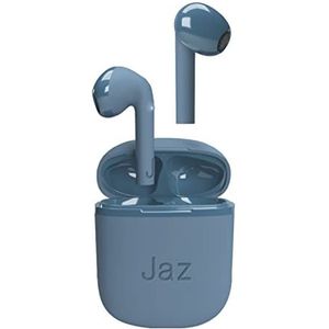 SBS JAZ SILK True Wireless Stereo in-ear hoofdtelefoon met oplaadhoes, geïntegreerde microfoon, voor muziek, oproepen, spraakassistent, 5 uur speeltijd, blauw