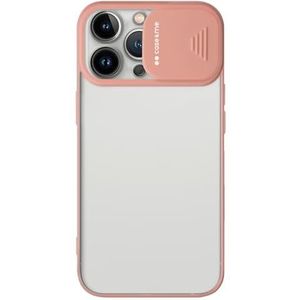 case&me Coque transparente avec protection totale pour appareil photo, iPhone 12 Pro, protection appareil photo amovible, rose saumon