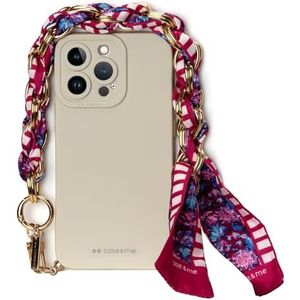 case&me Beschermhoes voor iPhone 13 Pro, zacht, camerabescherming, hoes met polsband, modieuze hoes, ivoor