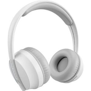 SBS SKIDUP draadloze hoofdtelefoon met microfoon en geïntegreerde bedieningselementen, gevoerde oordopjes en verstelbare hoofdband, tot 20 uur muziek en oproepen, inclusief USB-C-oplaadkabel, wit