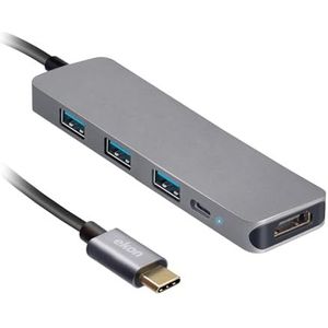 Ekon Ekon HUB Multiport 3 poorten USB-A 3.0, 1 USB-C 100 W, 1 HDMI-poort, metaal, USB-C kabel voor pc, laptop, muis, oplaadkabel, toetsenborden, USB-stick, HDMI-kabel