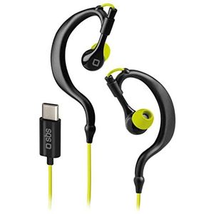 SBS Sport EARSET draadloze hoofdtelefoon, USB-C hoofdtelefoon met microfoon voor Samsung, Oppo, Xiaomi en andere, IPX5 waterdichte sporthoofdtelefoon met 6 opzetstukken inbegrepen