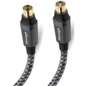 HImage Coaxiale kabel 9,5 mm stekker stekker verguld 24K textiel mantel 100dB dubbel afgeschermd adapter incl. 5m lengte