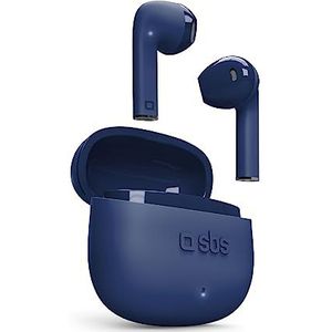 SBS TWS One Colour Écouteurs avec étui de Chargement, Commandes tactiles et Microphone intégré, Assistant Vocal, jusqu'à 3 Heures d'écoute, câble de Chargement USB-C Inclus, Bleu