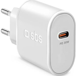 SBS Chargeur chargeur USB-C, 30 W, Power Delivery, prise européenne, pour smartphone, tablette, e-Reader, TWS, iPhone, Samsung, Xiaomi, Huawei, Oppo