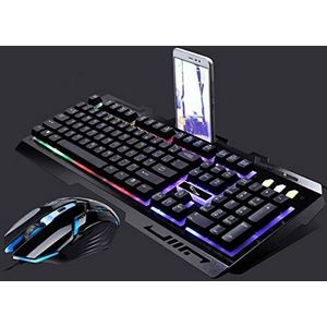 ZAORUN Computer Toetsenbord G700 USB RGB Backlight Bedraad Optische Gaming Muis en Toetsenbord Set, Toetsenbord Kabel Lengte: 1,3 m (Zwart) (Kleur: zwart)