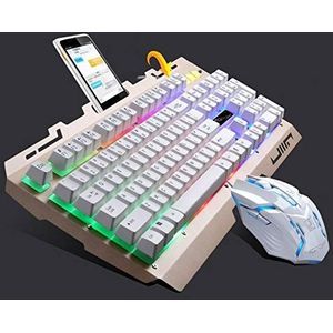 ZAORUN Computer Toetsenbord G700 USB RGB Backlight Bedraad Optische Gaming Muis en Toetsenbord Set, Toetsenbord Kabel Lengte: 1,3 m (Zwart) (Kleur: Wit)