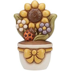 THUN - Bloempot met zonnebloem - Living, huisdecoratie - cadeau-idee - keramiek - H 25 cm - groot