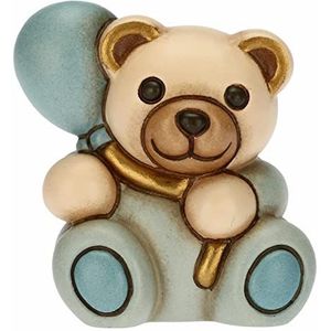 THUN - Teddy met blauwe ballon - gastgeschenken, doop gastgeschenken - keramiek - 6,2 x 5 x 6,7 cm h