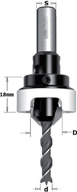 CMT ORANGE TOOLS - HM Verzinker - Ø16mm - Diepte Aanslag - Met Boor Ø5mm